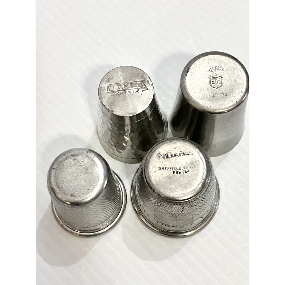 Vintage Pewter Silver Metal Shot Glass Set Of 7 Rein Zinn Steiff William Adams - Picture 5 of 8